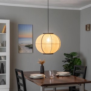 Lindby Pendelleuchte Aurinil 10020375 Landhaus Vintage Rustikal aus Textil 1-flammig E27 Wohnzimmerleuchte
