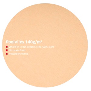 Beiges Noor Poolvlies 140 g/m² für Rundpool Ø 3,5 m, schützt die Poolfolie.