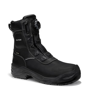 Schwarzer Elten Sicherheitswinterstiefel Joschi Boa GTX S3, ideal für kalte Arbeitsumgebungen.
