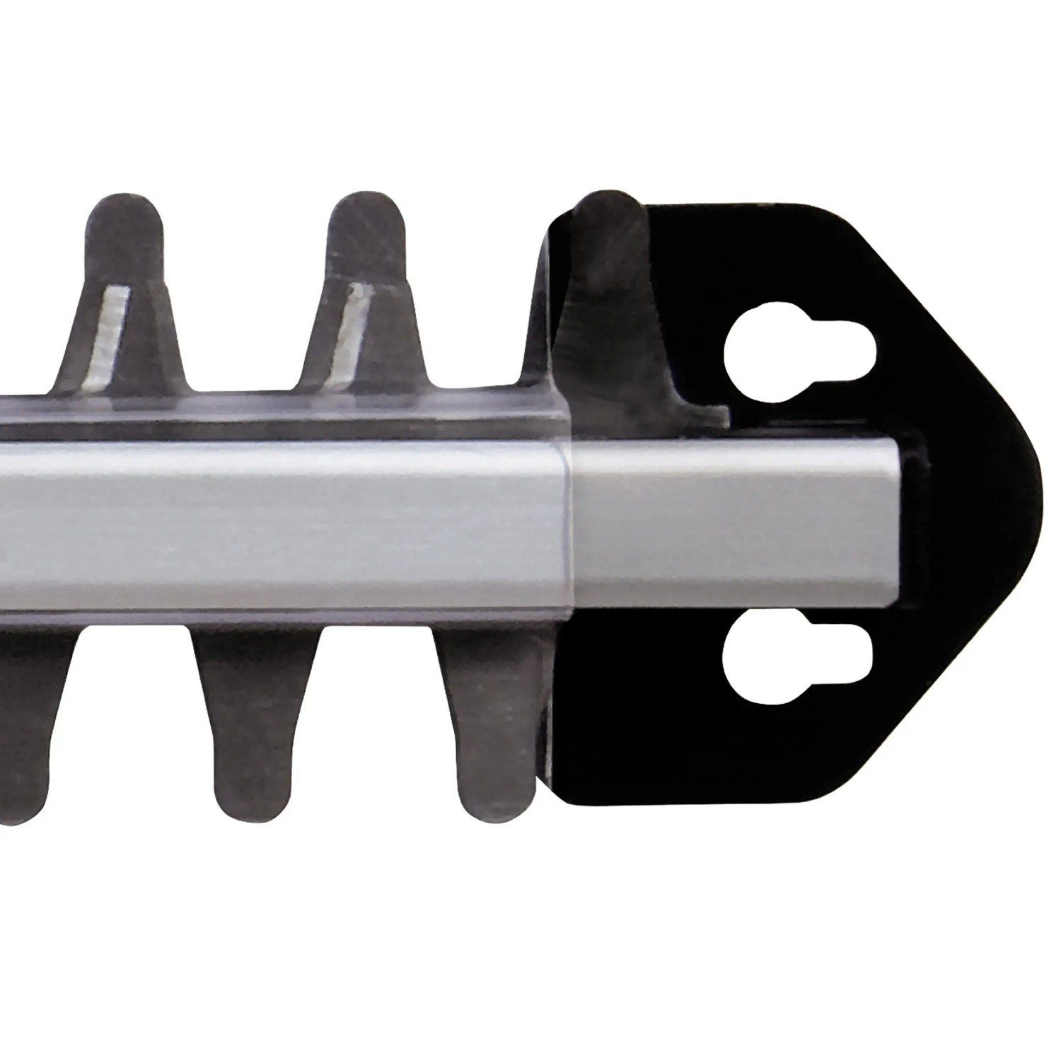 Messerbalken der Einhell Akku-Heckenschere GC-HS 18 Li Kit mit Aluminium-Messerabdeckung.