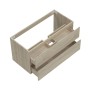 Waschbeckenunterschrank Y244X in Matt Eiche mit 2 offenen Schubladen. Moderner Badschrank mit Siphonausschnitt.