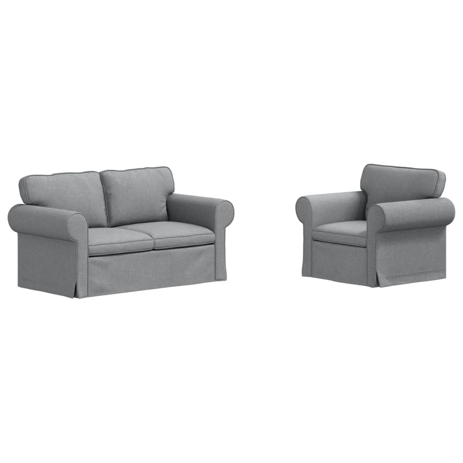 vidaXL Sofa 2-Tlg Hellgrau 155 x 82 x 80 cm Stoff 3407486