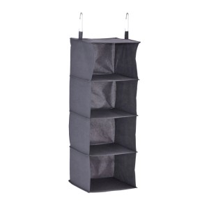 Relaxdays Hängeregal Vlies Grau 4 Fächer Faltbar 97 cm x 30 cm x 30 cm 0,7 kg