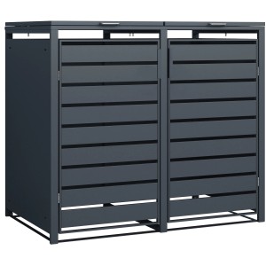 Westmann Mülltonnenbox Kubus für 2 Tonnen (240 l) aus Metall, anthrazitfarben.