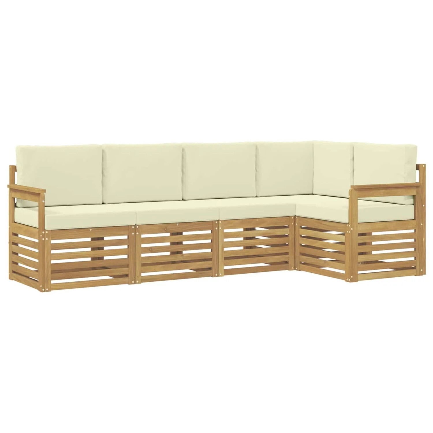 vidaXL Outdoor-Sofagarnitur 5-Tlg Weiß und Creme 247 x 128,5 x 73 cm 3391820