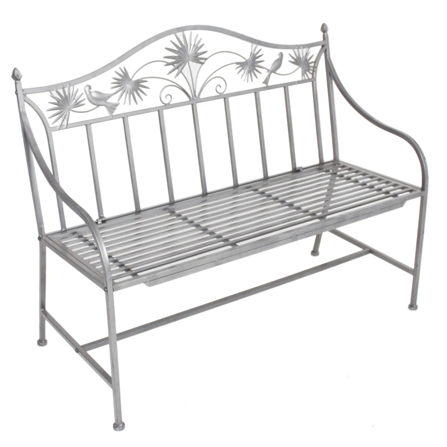 DELUKE Gartenbank RAFAEL 111cm Breit Eisen Grau Terrassenbank Wetterfest Sitzbank Outdoor Bank