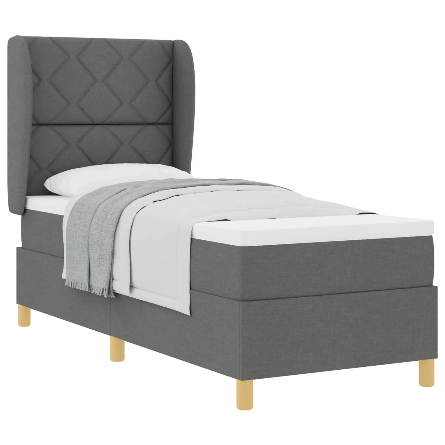 vidaXL Boxspringbett mit Matratze 90x190 cm Dunkelgrau 3340782