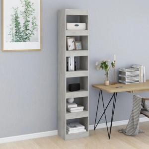 VidaXL Bücherregal/Raumteiler in Betongrau, schlankes Wandregal mit Fächern für Bücher und Deko.