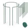 Grünes 10er Set Metall-Strauchstützen mit Klettband für Sträucher, Stauden und Rosen im Garten.