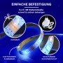MegaLight Smart LED-Streifen, blau leuchtend, mit 3M Klebeband, kürzbar und schützender Silikonschicht. Einfache Montage.