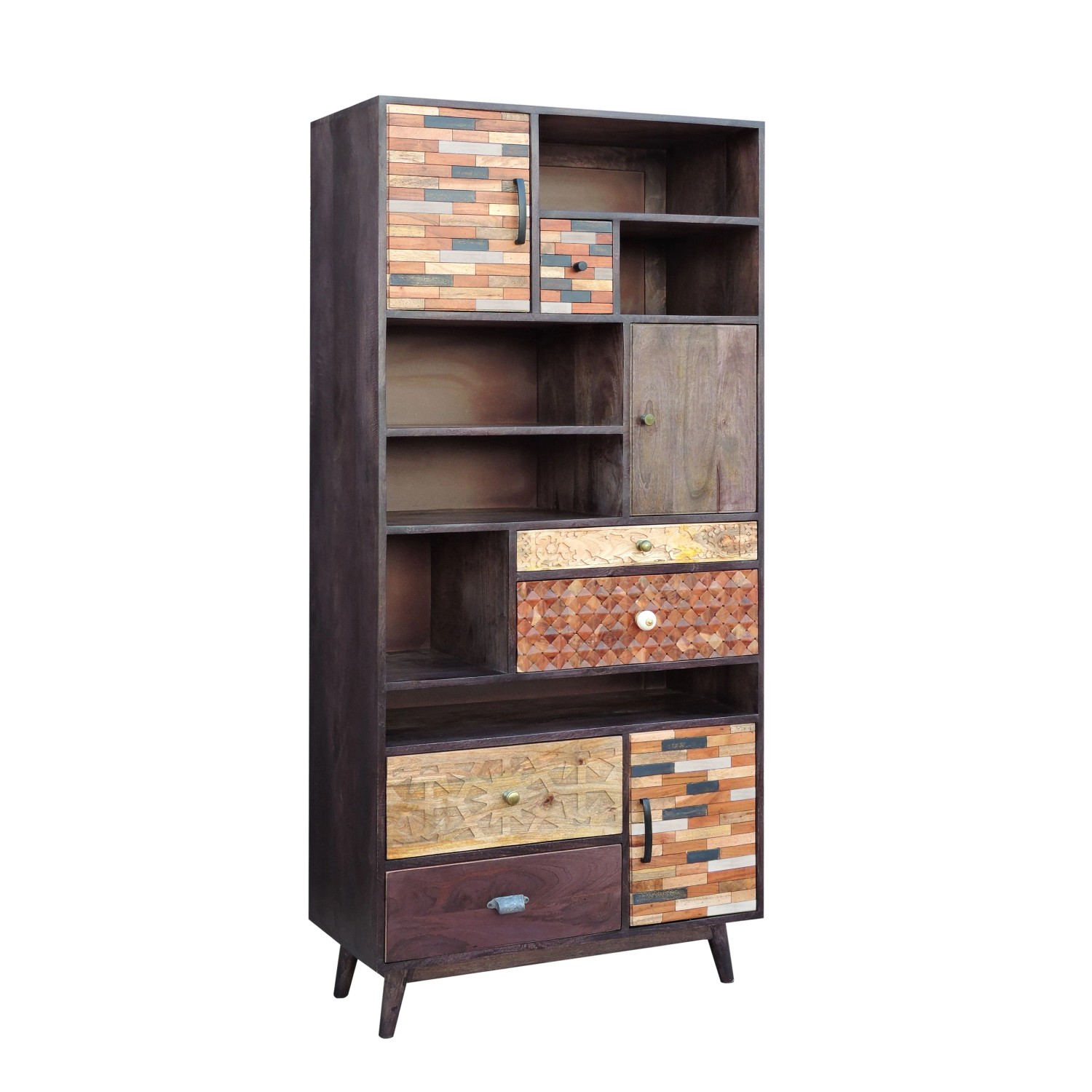 DELUKE Wohnzimmerregal ARVID Holz Mehrfarbig 183x80x40cm Regal Bücherreal Offener Schrank