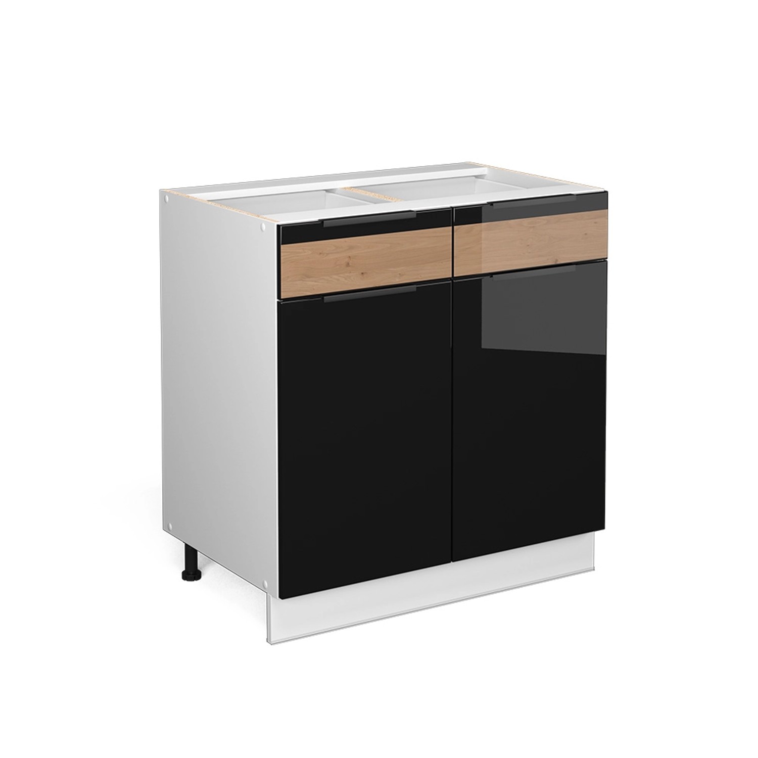 Vicco Badschrank Fame-Line Schwarz-Eiche Hochglanz/Weiß 80 x 82 cm ohne Arbeitsplatte