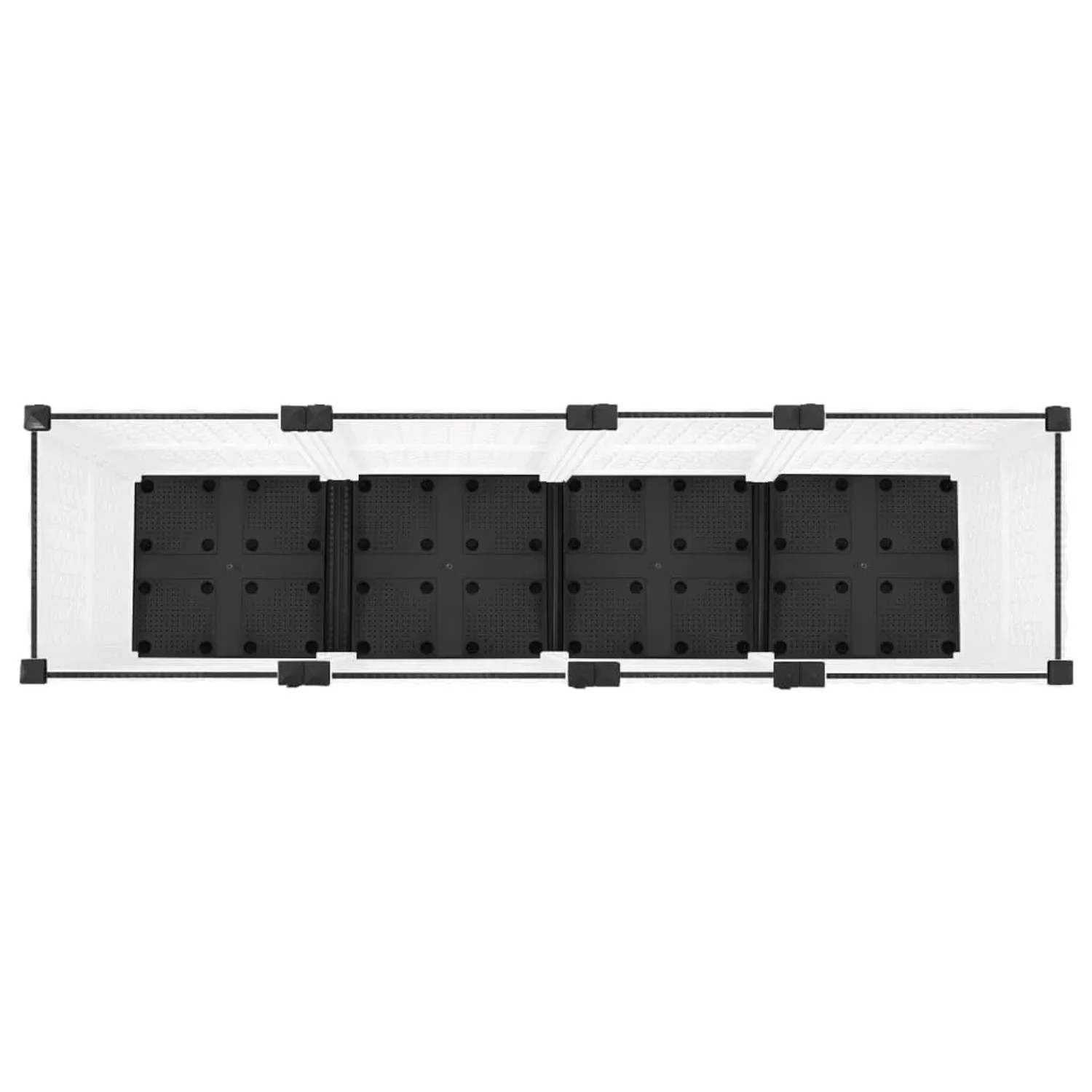 Weißes vidaXL Hochbeet (160x40x38 cm) aus Polypropylen, Rattan-Optik, für Garten oder Terrasse.