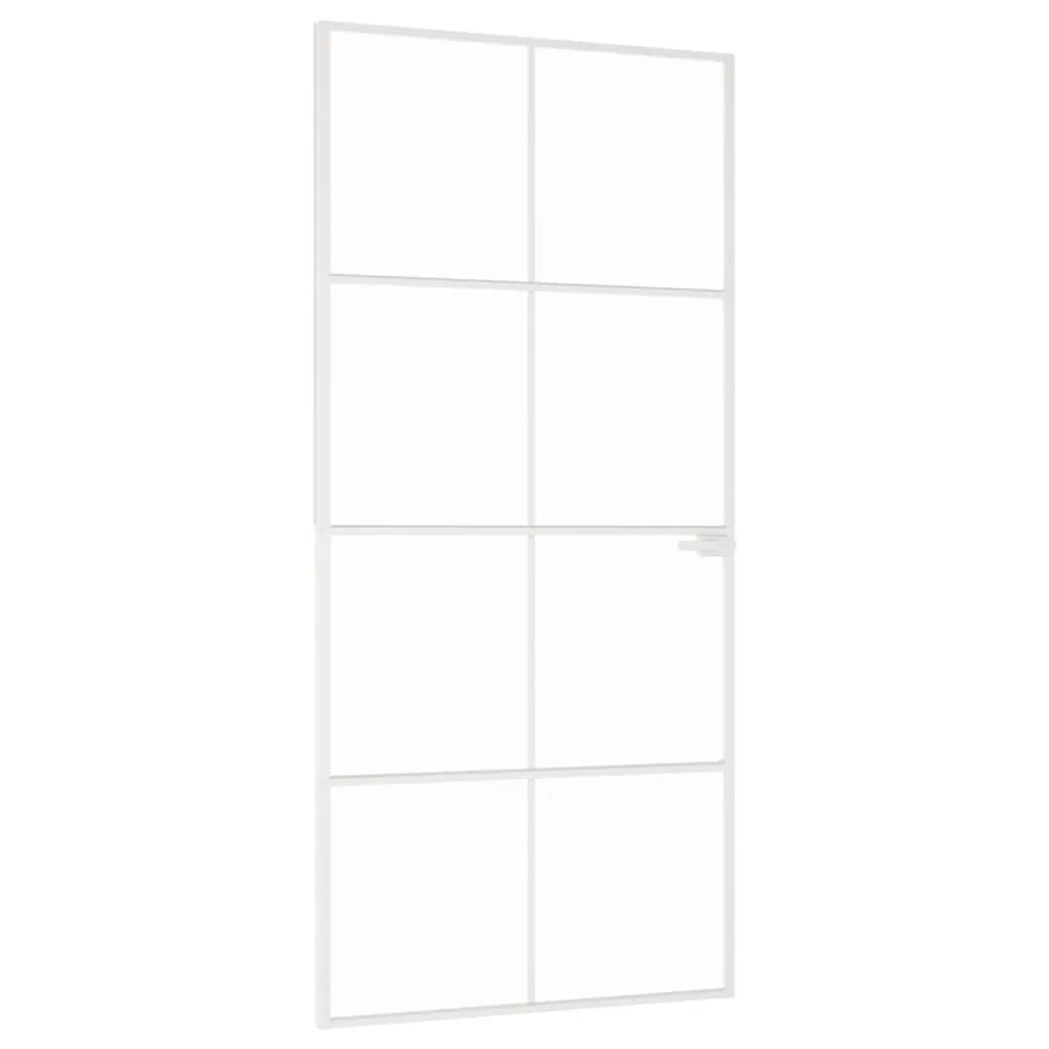 vidaXL Innentür Weiß 93x201,5 cm Hartglas und Aluminium Schlank 153672