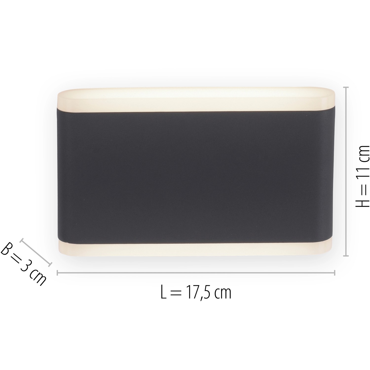 Anthrazitfarbene Paul Neuhaus LED-Wandleuchte Elsa für Innen & Außen, rechteckig, warmweißes Licht.