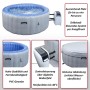Aufblasbarer, grau-weißer Whirlpool für 4 Personen mit Heizung und digitalem Bedienfeld.