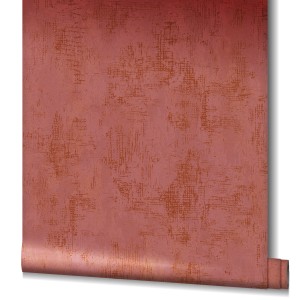 Vliestapete Nabucco in Rot-Kupfer mit Putzstruktur und Vintage-Look.