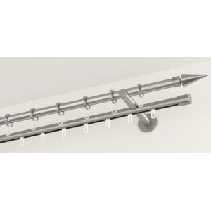 Gardinia Chicago Gardinenstange mit Innenlauf, Edelstahl-Optik, 2-läufig, 160 cm.