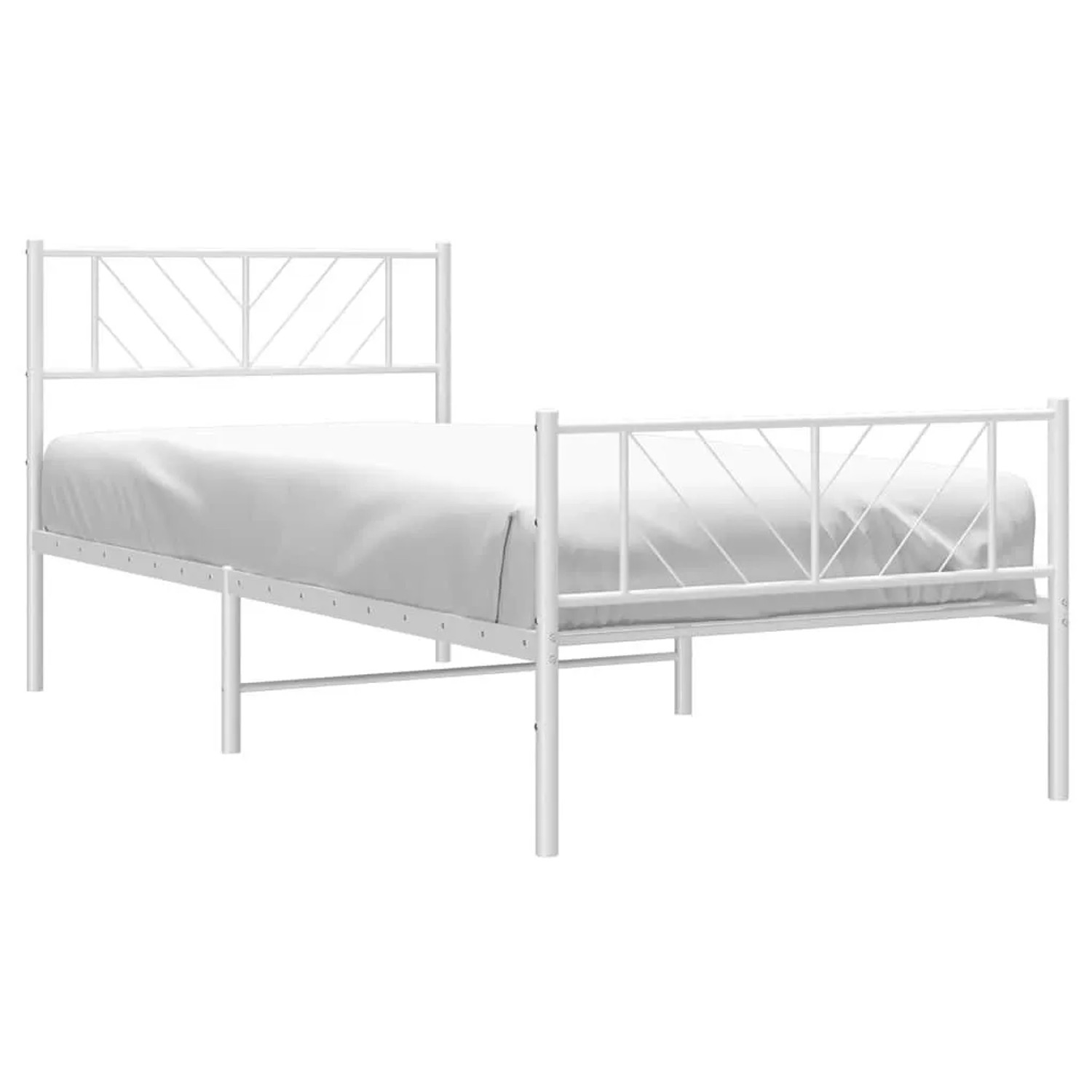 vidaXL Bettgestell mit Kopf- und Fußteil Metall Weiß 100x190 cm 372240