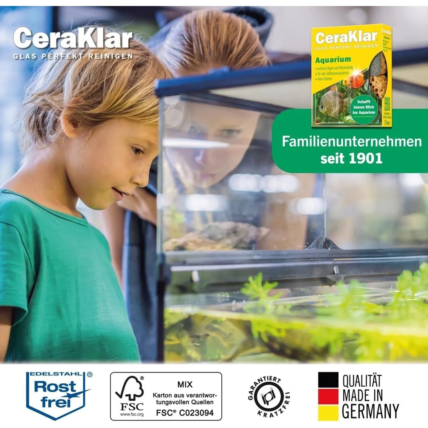 Abrazo CeraKlar Aquarium Schwämme, 2er-Pack. Für die sanfte Reinigung von Aquarienscheiben.