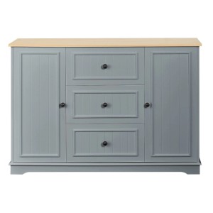 PXloue Sideboard mit 3 Schubladen und 2 Türen Grau Holzoptik