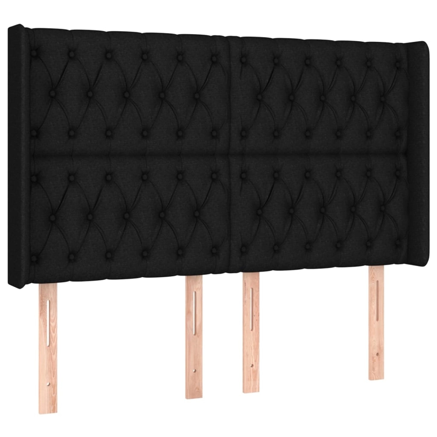 vidaXL LED Kopfteil Schwarz 147x16x118/128 cm Stoff 3124384