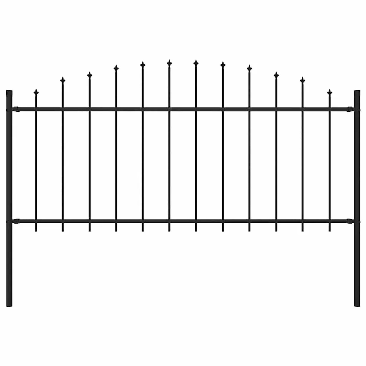 vidaXL Gartenzaun mit Speerspitzen Stahl 0,5 - 0,75 x 1,7 m Schwarz 144940