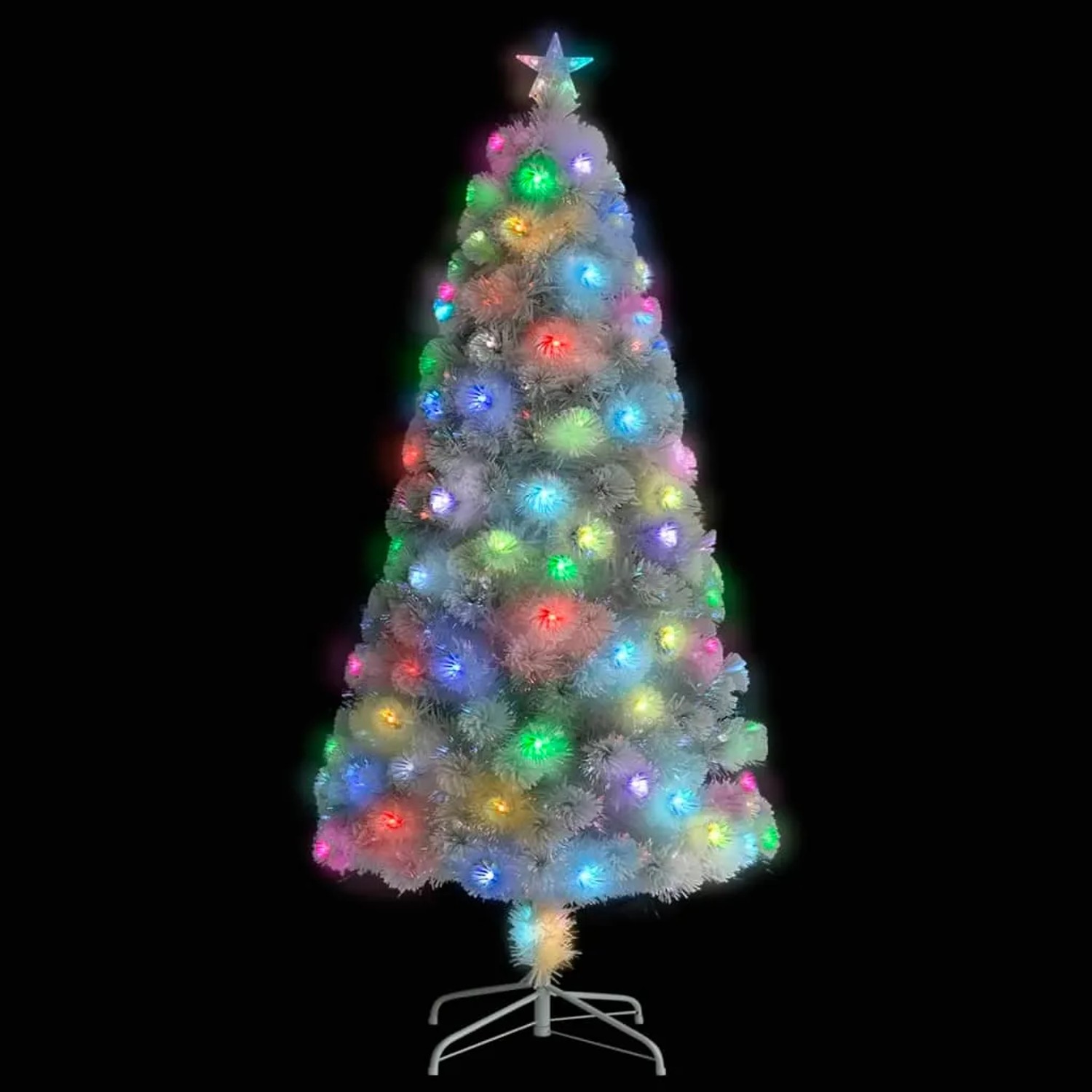 vidaXL Künstlicher Weihnachtsbaum mit Beleuchtung Weiß 120 cm Glasfaser kaufen bei OBI
