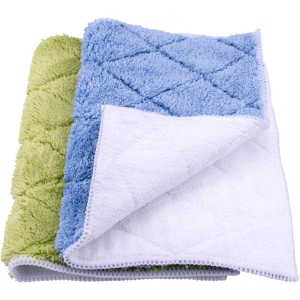 Steuber Mikrofaser Spül- und Putztücher 2er-Set in Grün, Blau und Weiß.