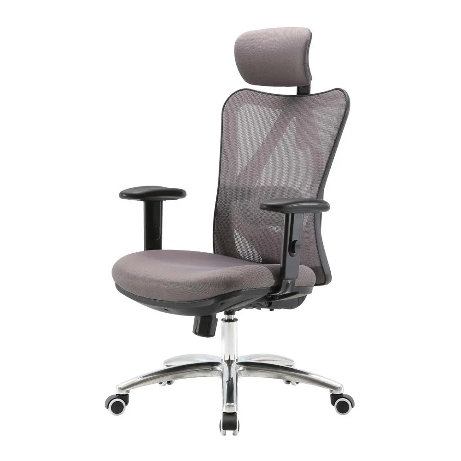 MCW Bürostuhl J86 Schreibtischstuhl Ergonomisch Verstellbare Lordosenstütze 150kg Belastbar ohne Fußstütze Grau