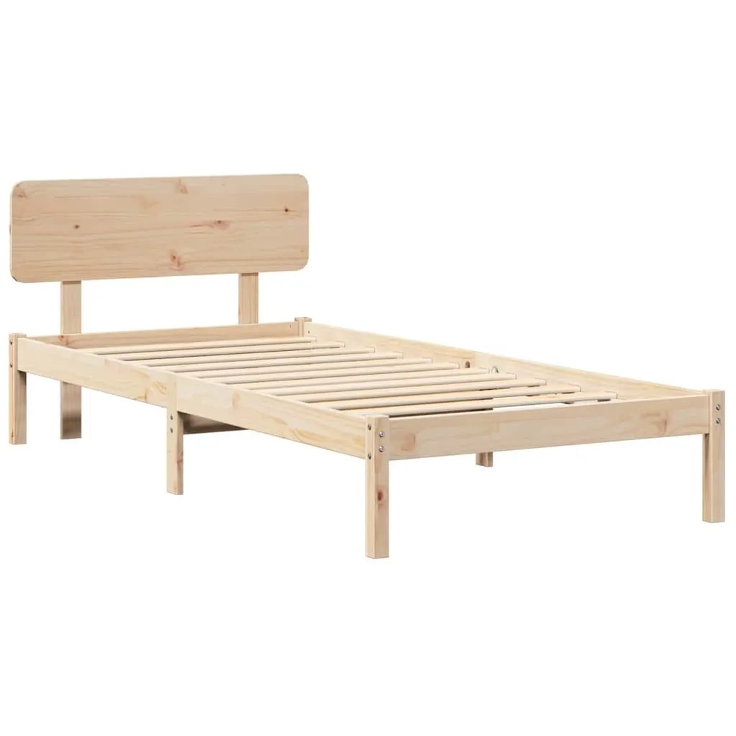 vidaXL Bettrahmen mit Kopfteil Natur 90 x 190 cm Massives Kiefernholz 872128