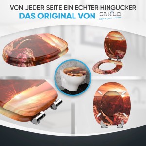 Sanilo WC-Sitz Grand Canyon mit Absenkautomatik, Holz Toilettendeckel mit Motiv.