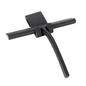 Schwarzer Schöner Wohnen Duschabzieher Mondine aus Silikon mit Halter für Badhelfer.