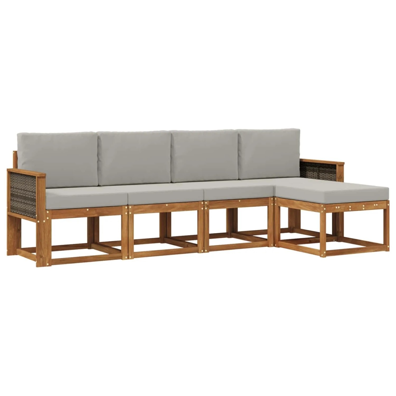vidaXL Outdoor-Sofagarnitur 5 Stk Natur und Hellgrau Polyester 3385127