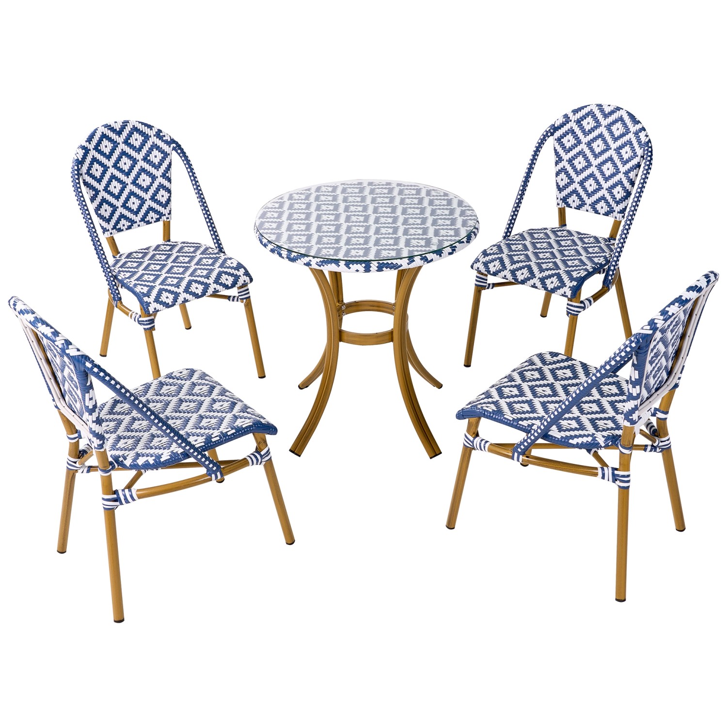 Beliani Gartentisch Set RIFREDDO Marineblau 70x70x88 günstig online kaufen
