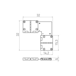 SOTECH 90 Grad Eckverbinder für 10 mm LED Stripe FLASH 5630 14,3 x 15,3 x 5 mm 2-Polig