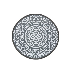 Runder, grauer Jet-Line Outdoorteppich Rondo mit geometrischen Mustern, Ø 120 cm.