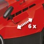 Detailaufnahme des Einhell Akku-Rasenmähers GE-CM 36/37 Li Solo mit 6-stufiger Schnitthöhenverstellung.