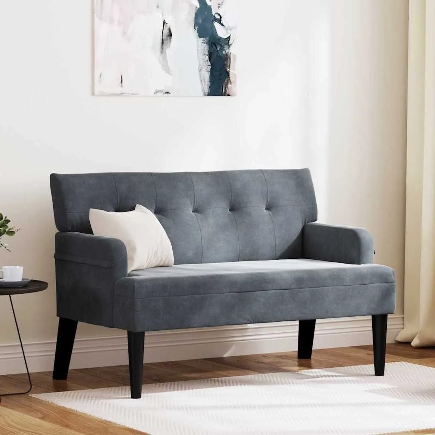 vidaXL Chesterfield Bank Dunkelgrau 112 x 65,5 x 75 cm Samt 42019287_2