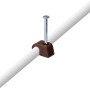 Braune Expressschelle mit Nagel zur Kabelbefestigung (Ø 4-7 mm).