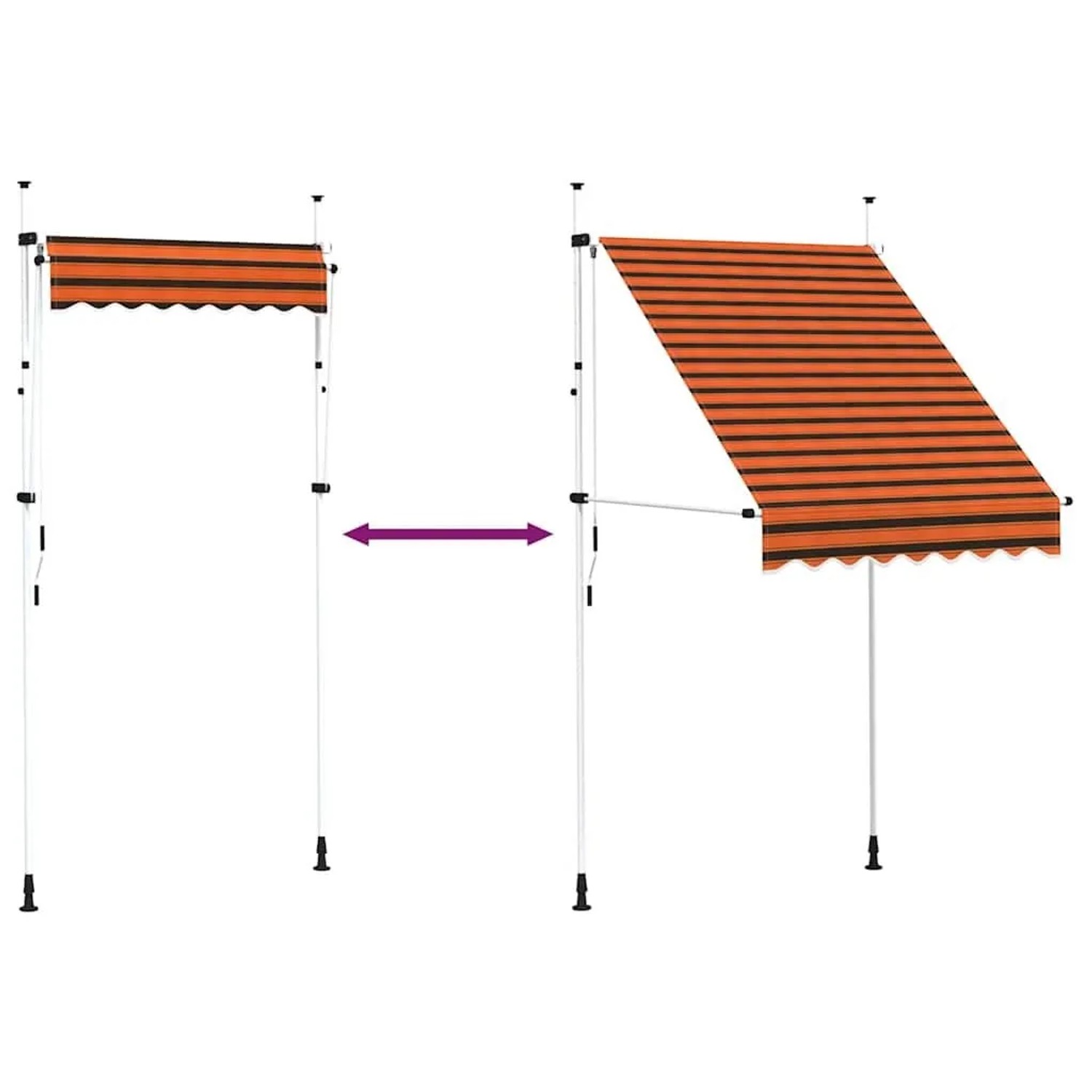 Orange-braune, einziehbare Markise (150 cm) von vidaXL, handbetrieben.