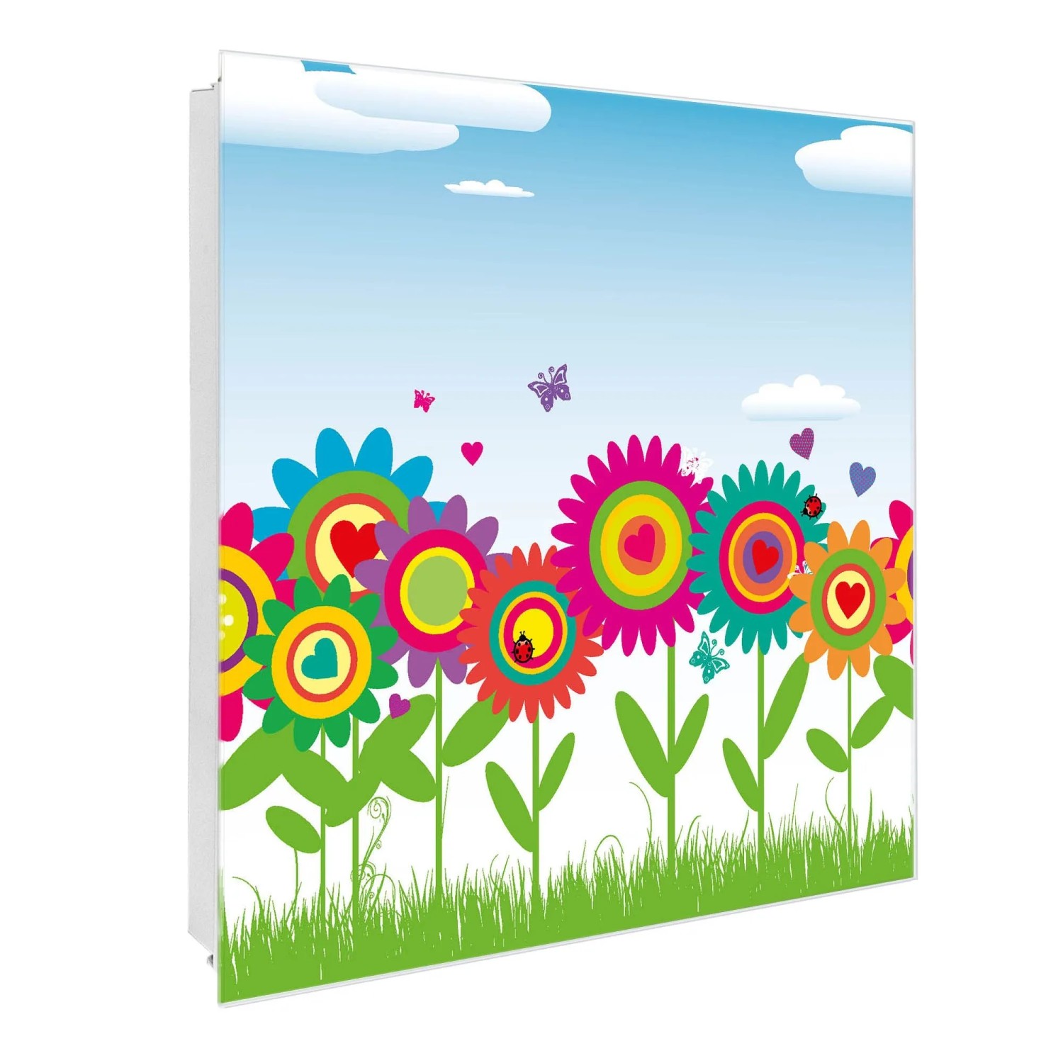 Banjado Großer Schlüsselkasten Glas 30x30cm Weiß Scharnier Rechts 50 Haken günstig online kaufen