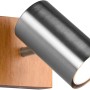 Trio Strahler Marley, 1-flammig, Nickel matt mit Holzsockel. Deckenspot für Wohn- und Schlafzimmer.