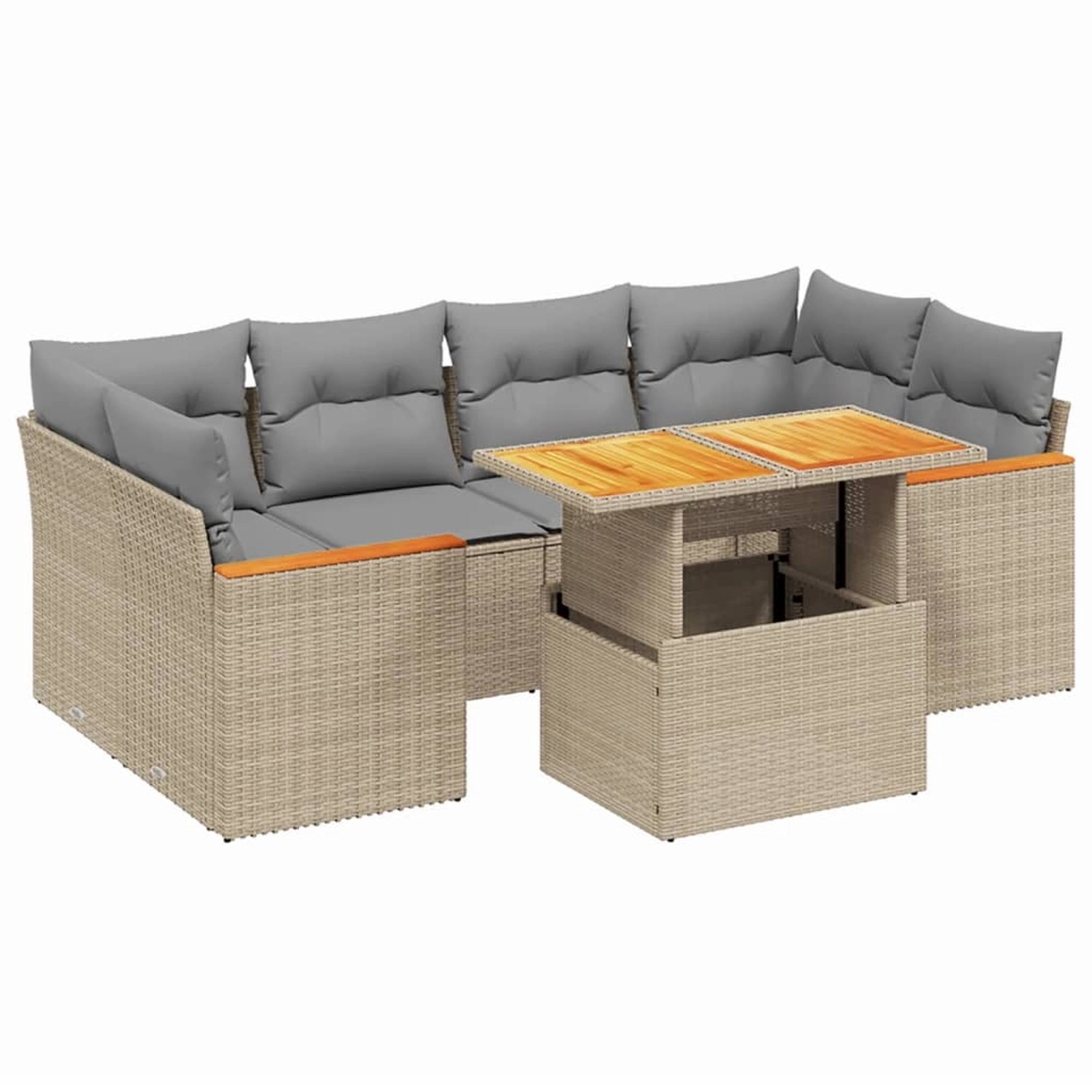 vidaXL 7-tlg Garten-Sofagarnitur mit Kissen Beige Poly Rattan Modell 384 günstig online kaufen