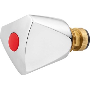Silberner Dreikanthaubengriff mit roter Markierung und Messingoberteil (G 3/8) für Armaturen.