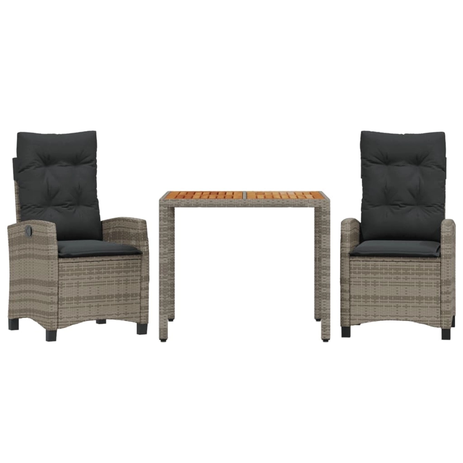 vidaXL 3-Tlg Garten-Essgruppe mit Kissen Grau Poly Rattan 3212671 günstig online kaufen
