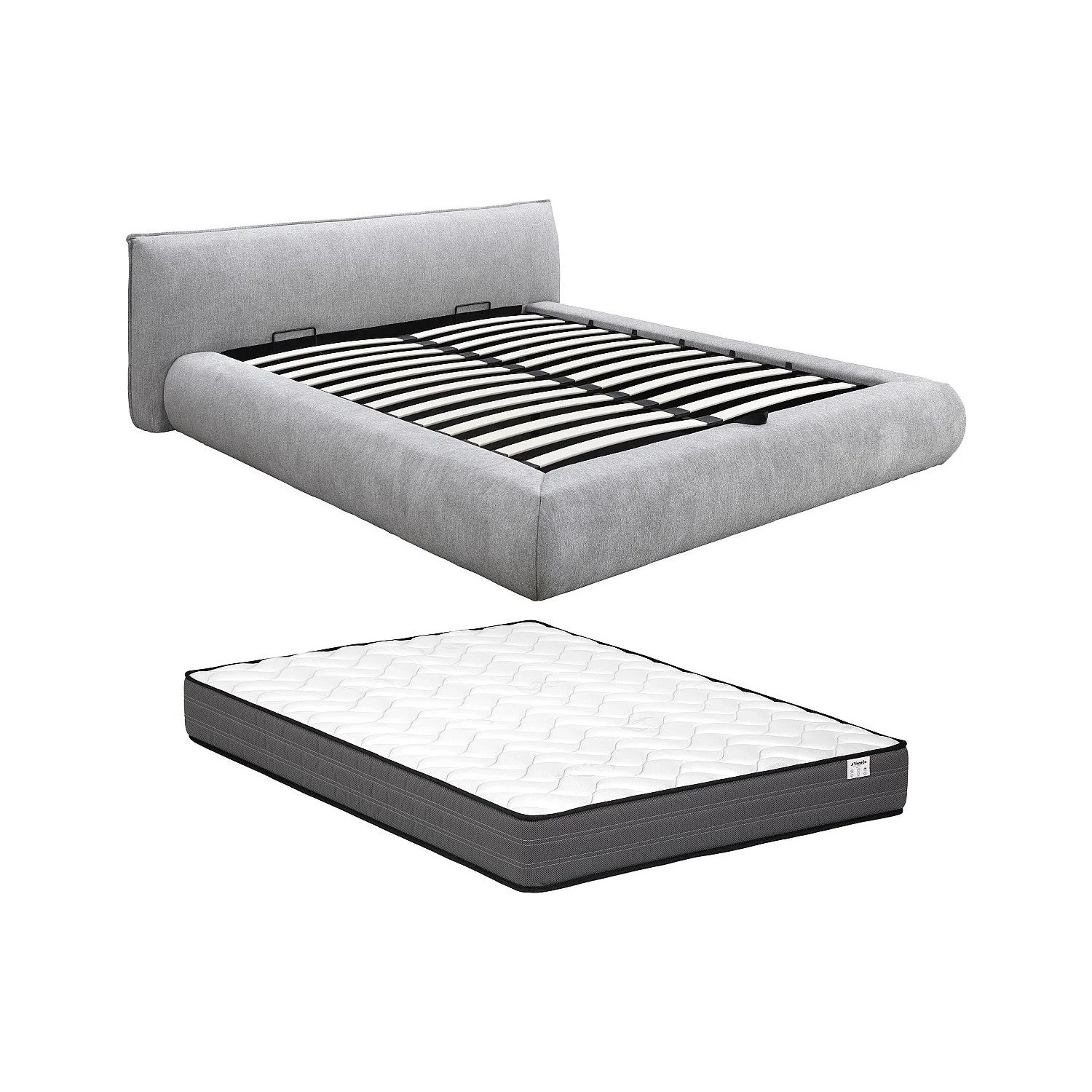 Vente-unique Bett Mit Bettkasten Mirsio Hellgrau 236 cm