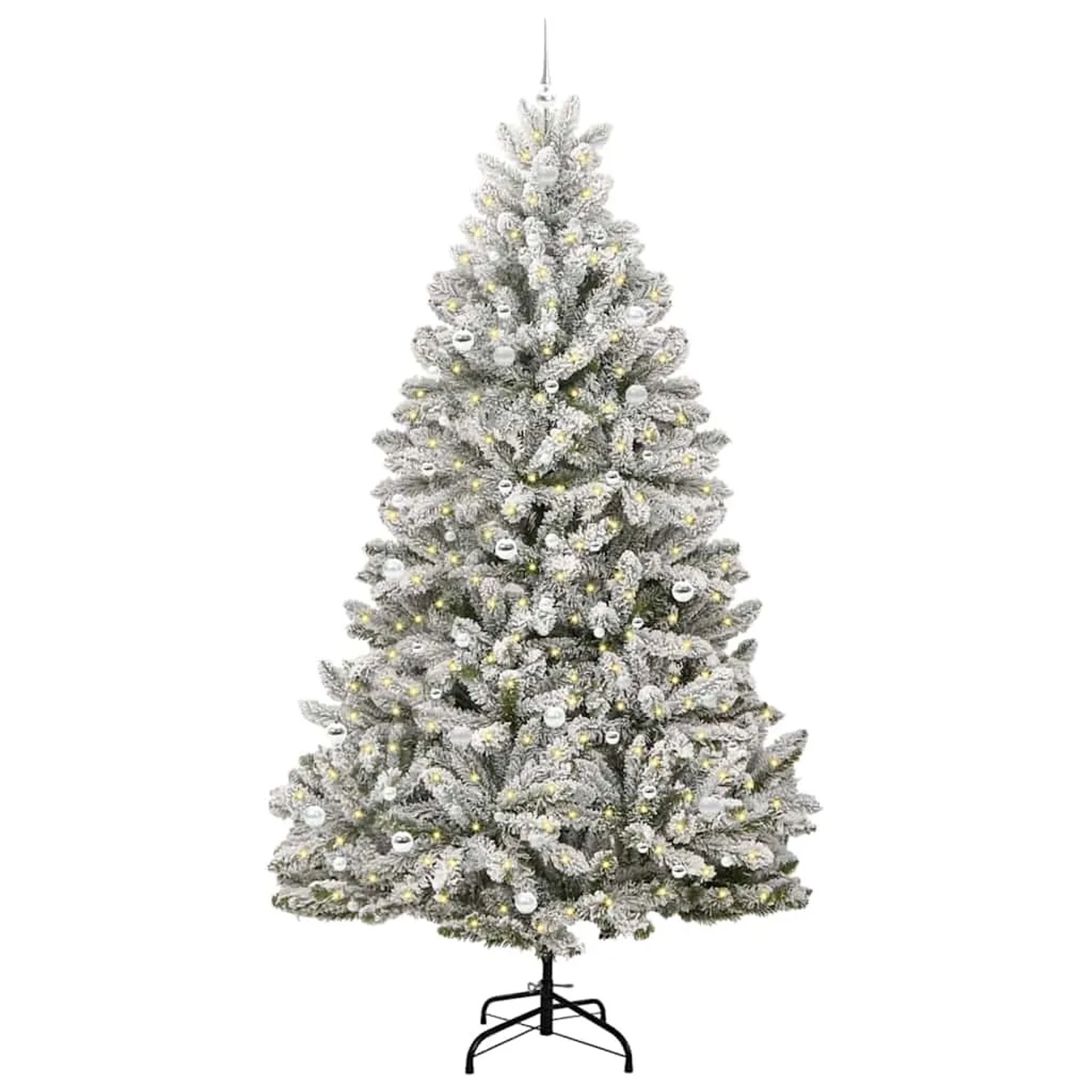 vidaXL Künstlicher Weihnachtsbaum Grün und Weiß 270 cm PVC und Metall 3395780