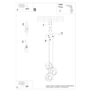 Montageanleitung für Sollux Lighting Hängeleuchte Tulos 3P Schwarz, Lampen & Leuchten.