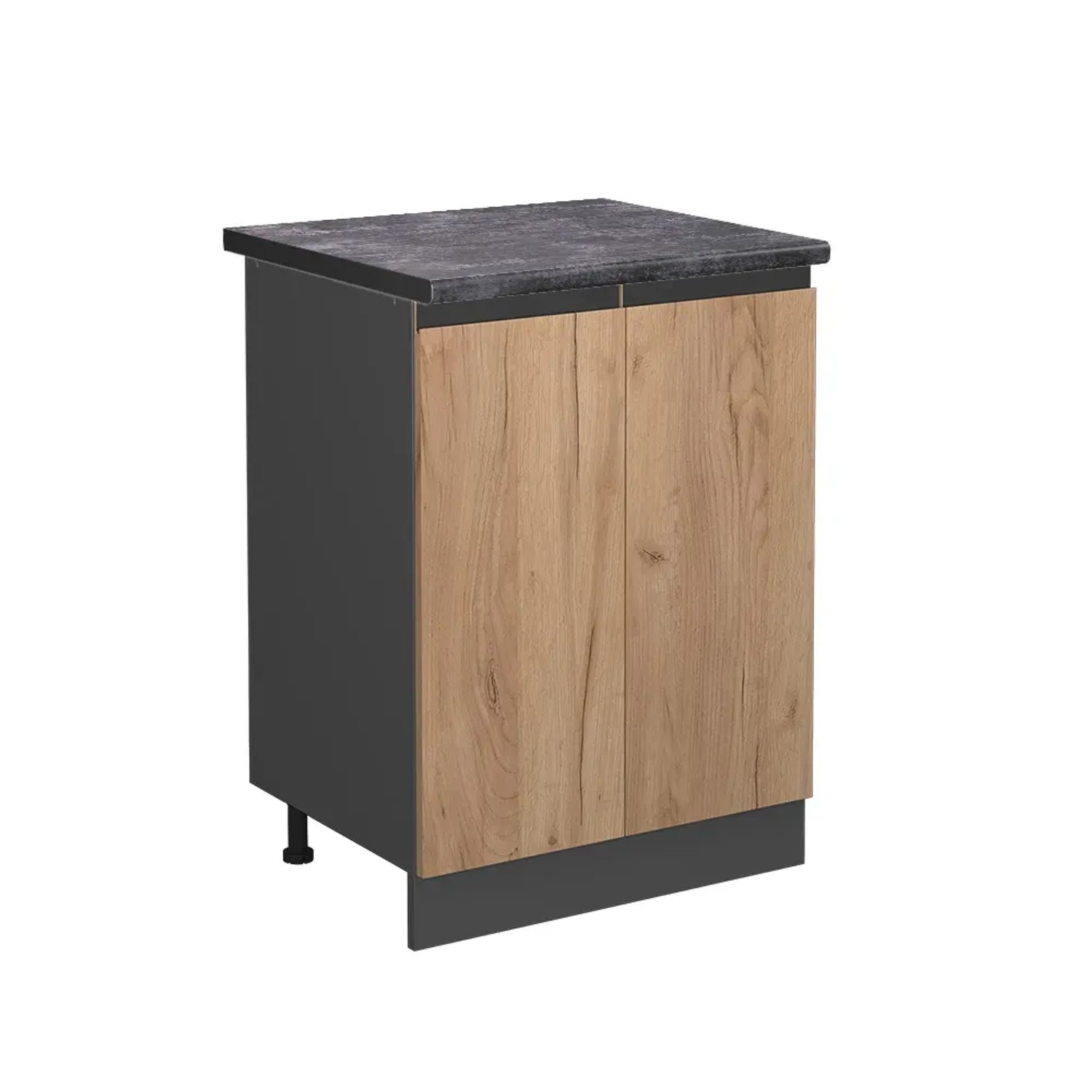 Vicco Küchenunterschrank R-Line Goldkraft Eiche/Anthrazit 60 cm AP Anthrazit mit Anthrazit Korpus